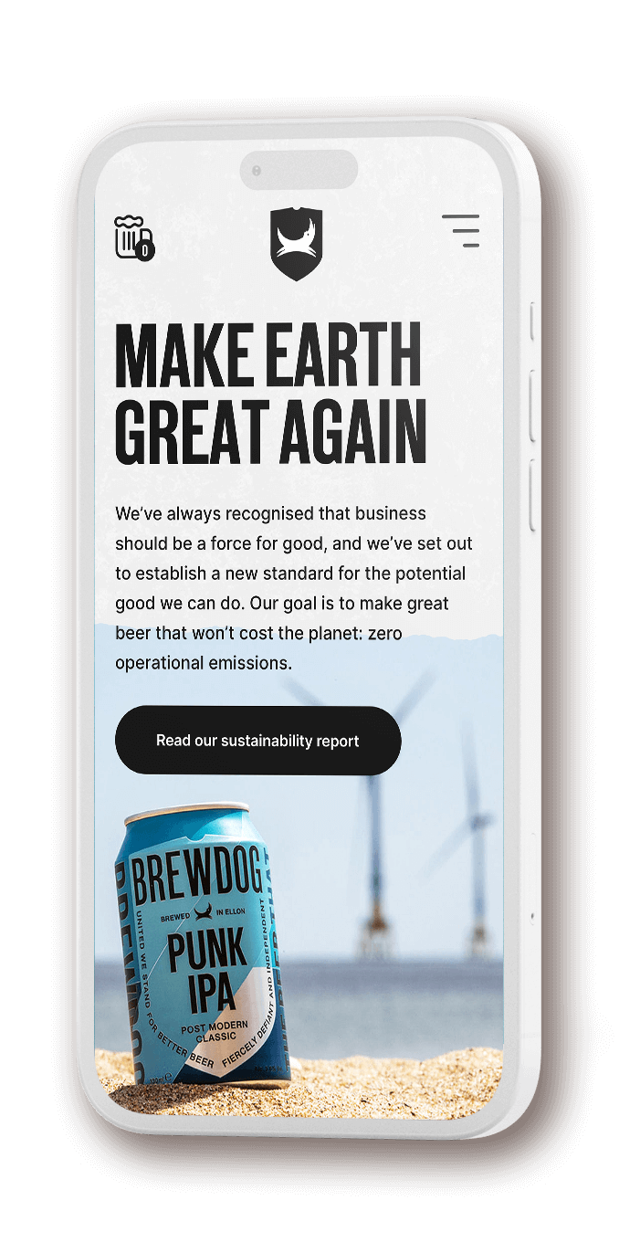 mock up of smartphone displaying the make earth great again section