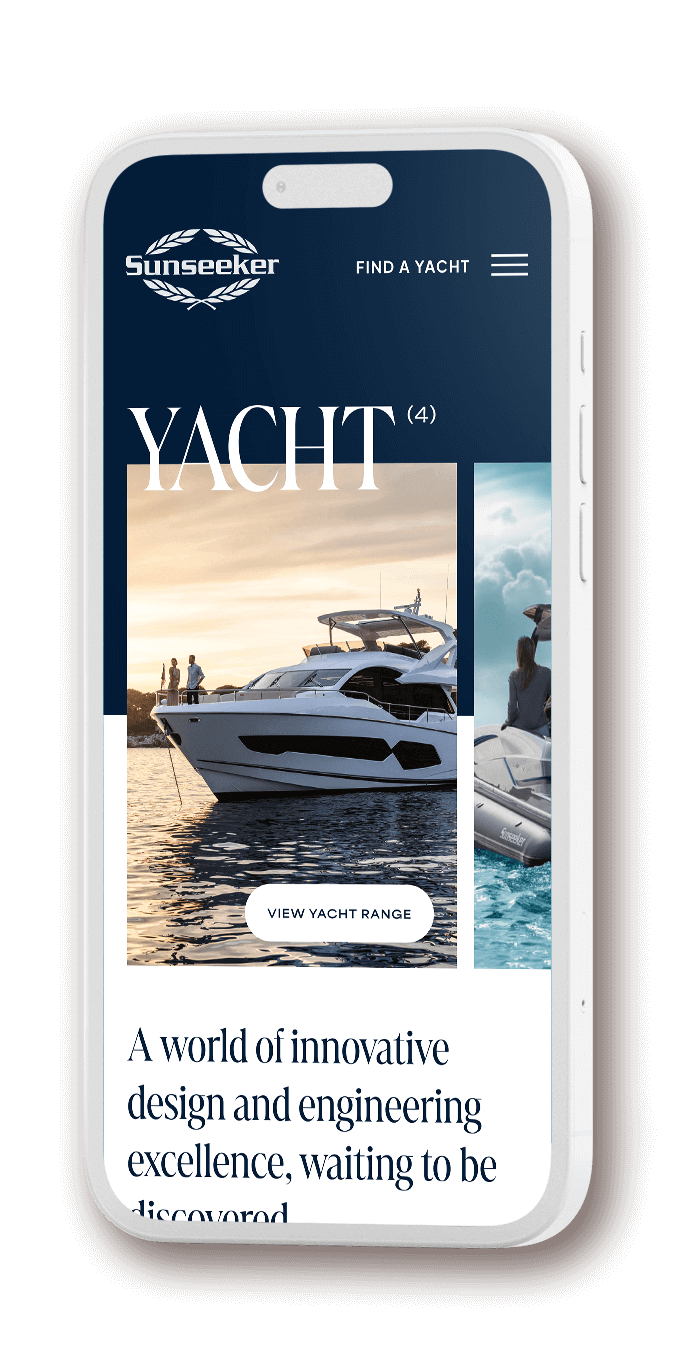 mock up of smartphone displaying sunseeker website